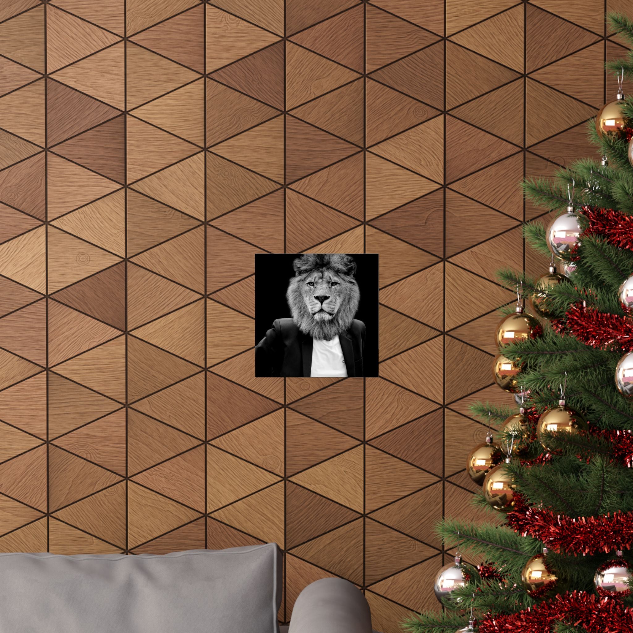 Lion in a Suit Poster - Quirky Animal Portrait Art Print