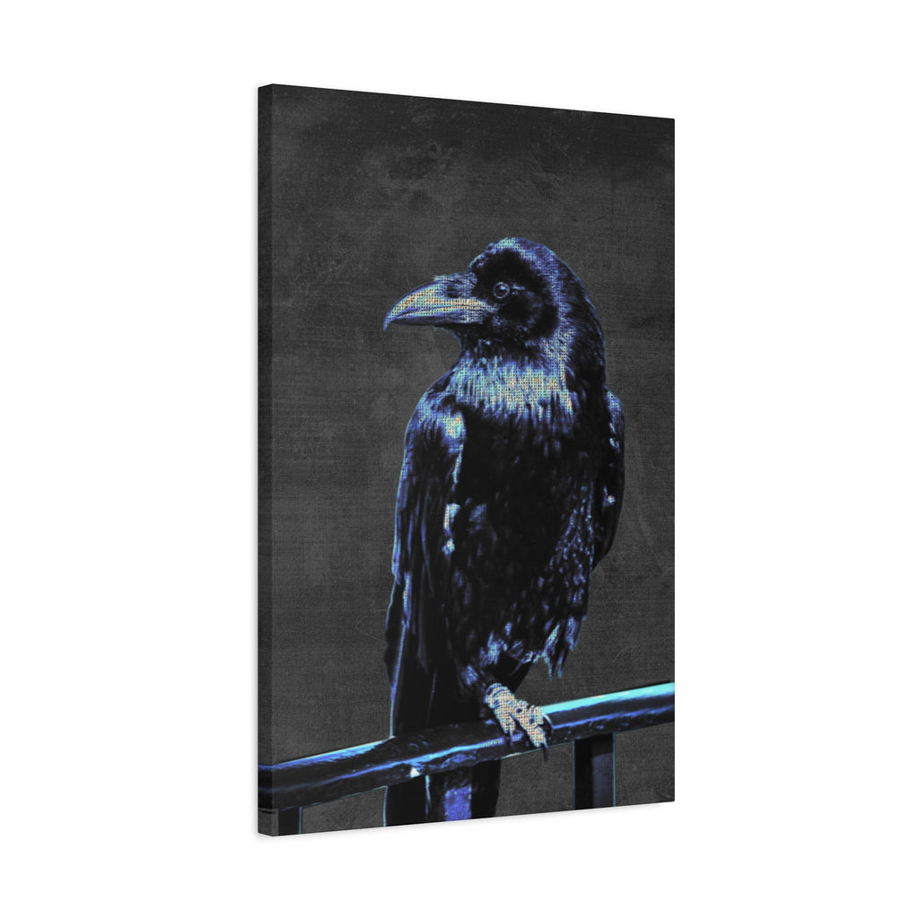 Blue Crow Canvas Wall Art - Surreal Raven Bird Decor