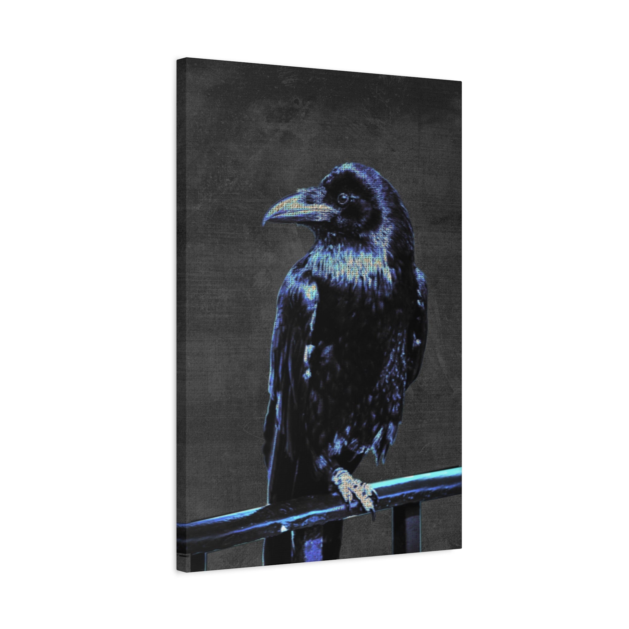 Blue Crow Canvas Wall Art - Surreal Raven Bird Decor