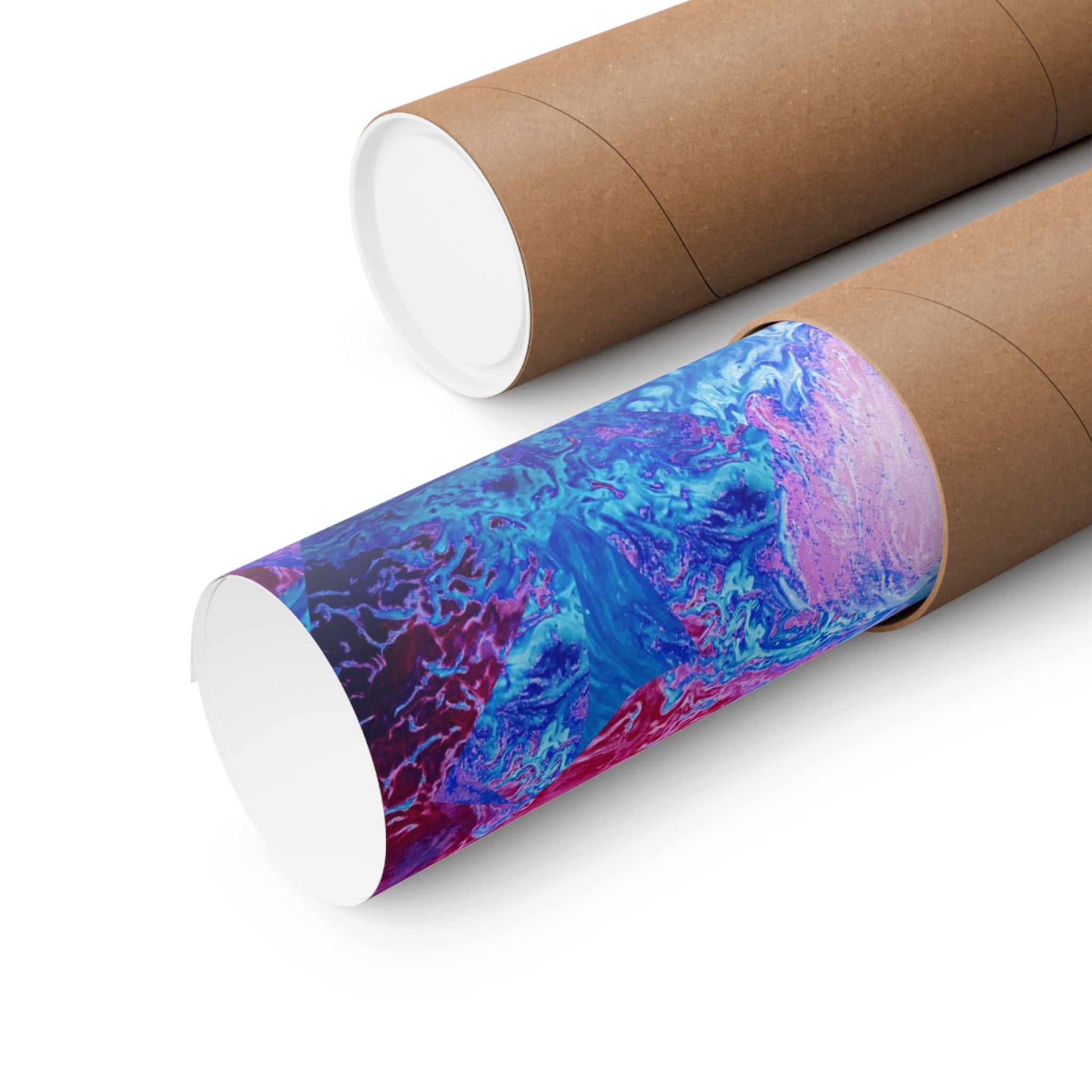 Trippy pink and blue Fractal Matte Poster Print