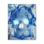 Blue Flame Skull Gothic Canvas Art - Edgy Fire Skeleton Decor