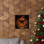 Neon Pumpkin Poster - Spooky Halloween Orange & Black Art Print