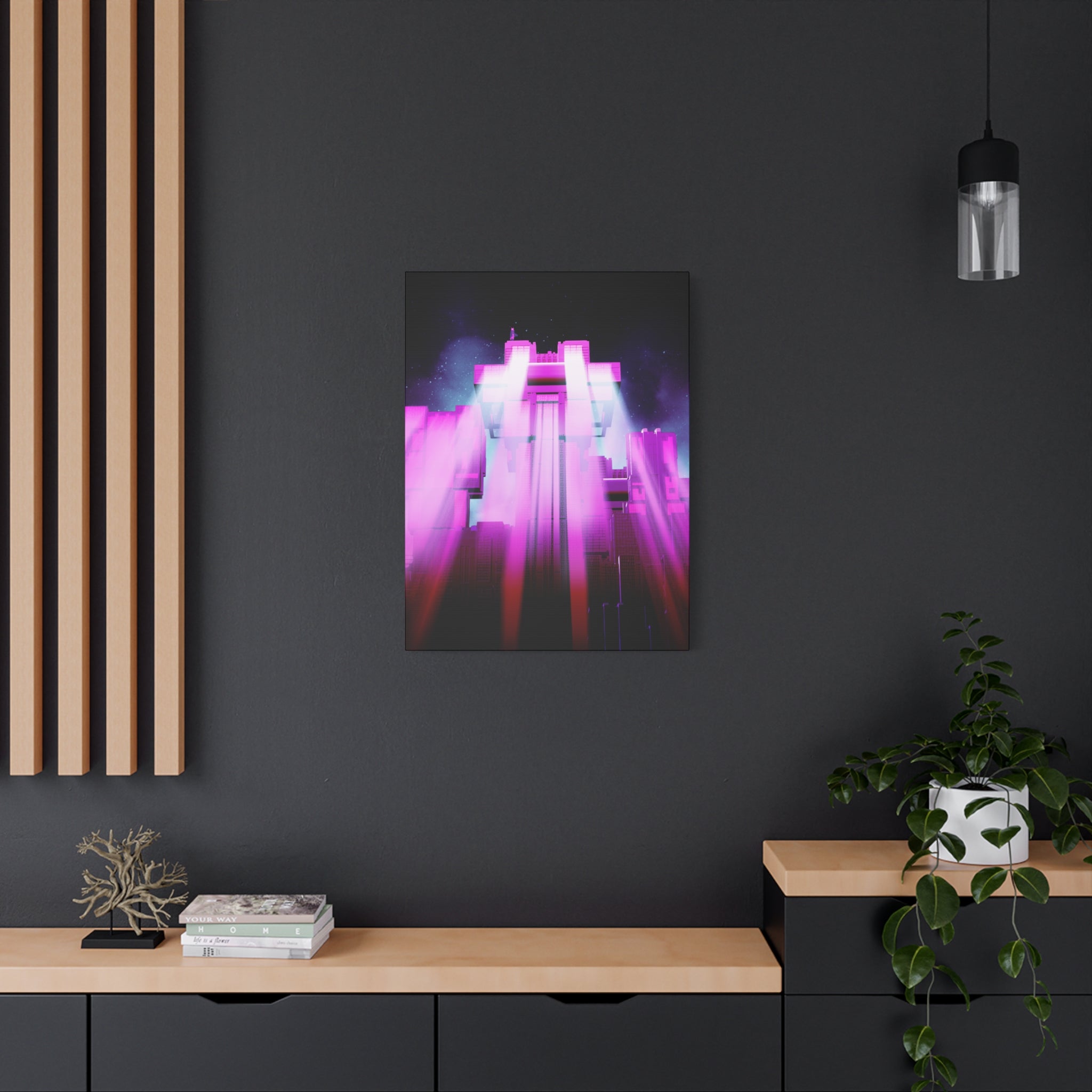 The City of Lights Vibrant Cityscape Canvas Art | Modern Neon Urban Skyline Wall Decor