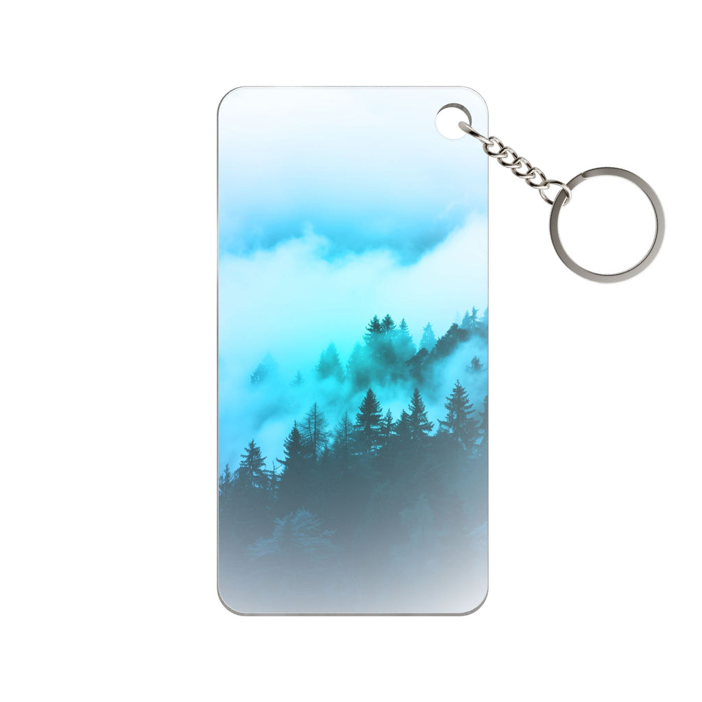 Blue Mountain Fog Keychain - Misty Landscape Acrylic Charm