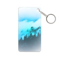 Blue Mountain Fog Keychain - Misty Landscape Acrylic Charm