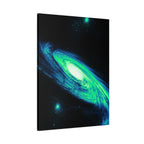 Vaporwave Green Blue Spiral Galaxy Canvas Art | Neon Retro Space Nebula Wall Decor