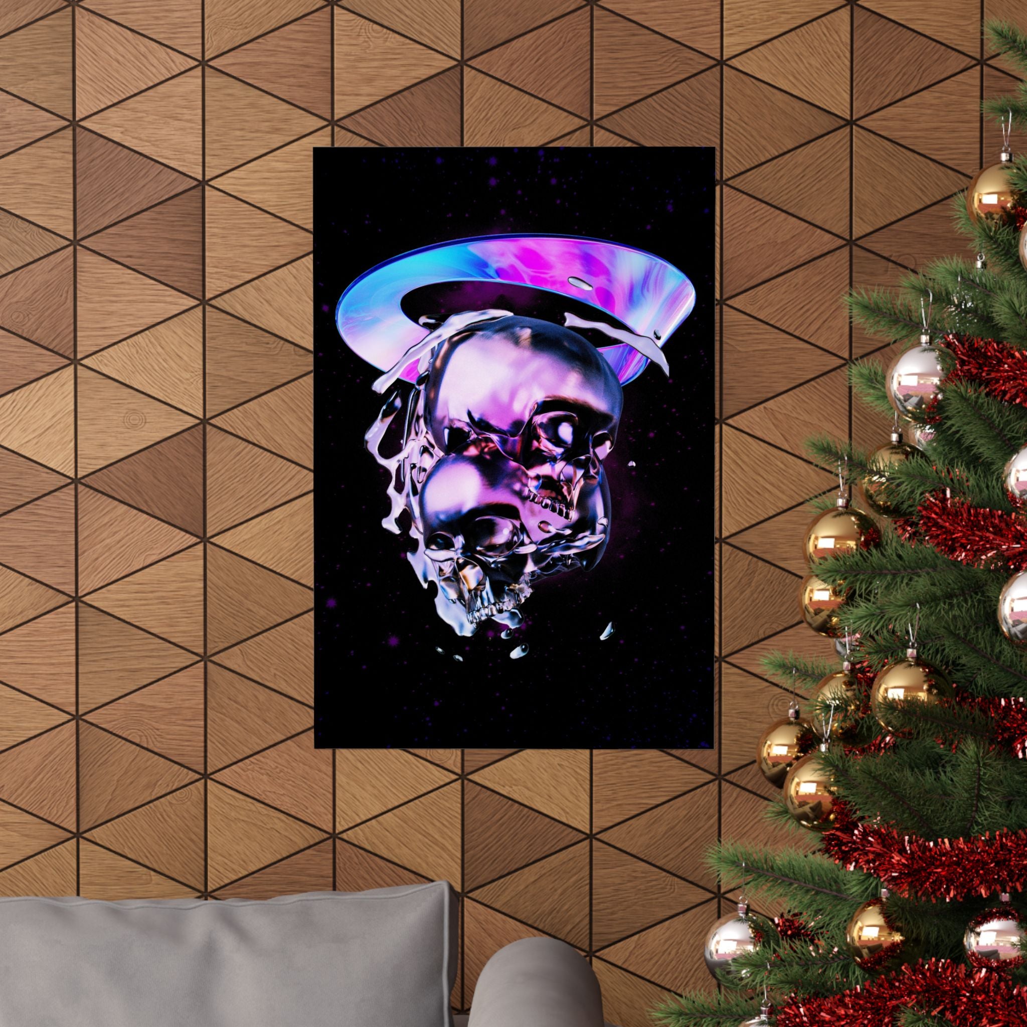 Melted Skeleton Skulls Poster Print - Gothic Cosmic Skull Art