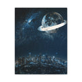 Starlight Cityscape Under a Celestial Moon Canvas Wall Art
