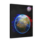 Earth Glitched Canvas Wall Art - Digital Glitch Futuristic World