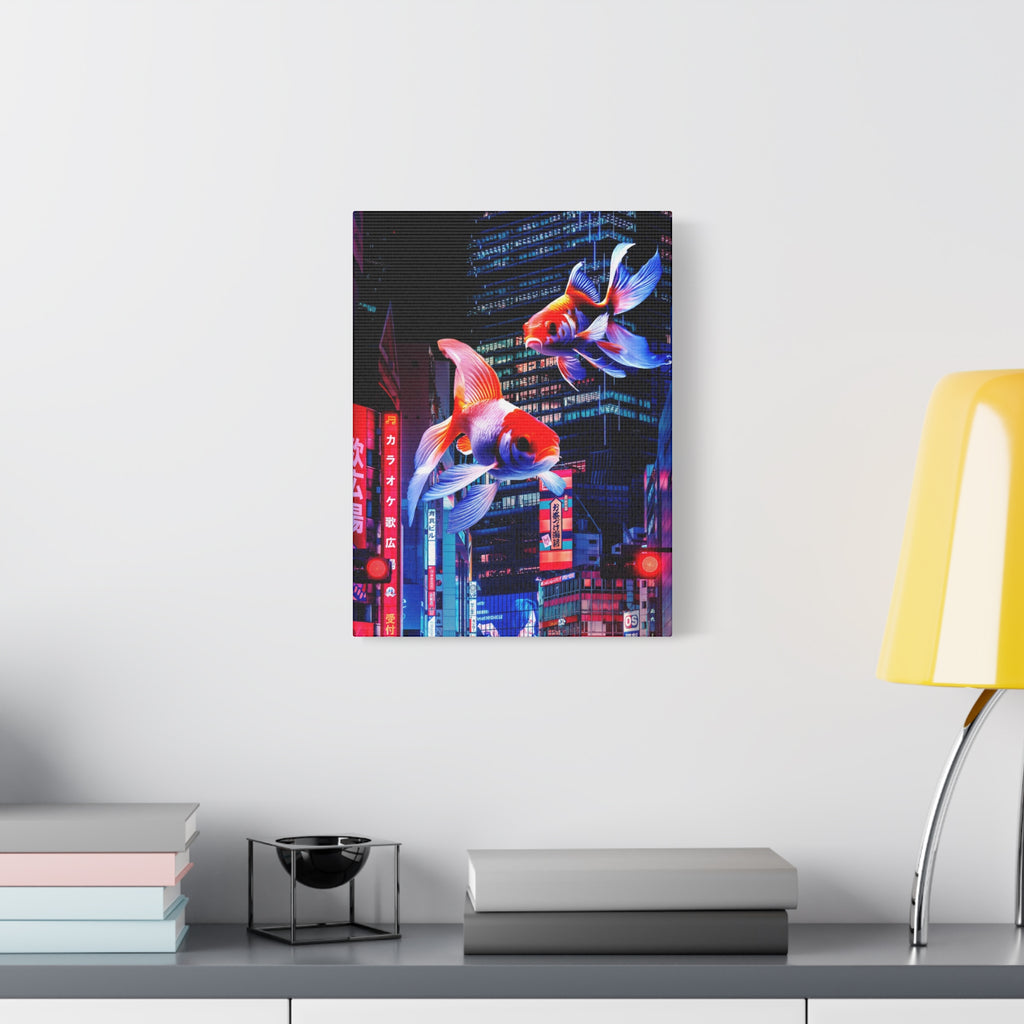 Japanese City Punk FX.2 Canvas Wall Art - Neon Japan Cyberpunk Street