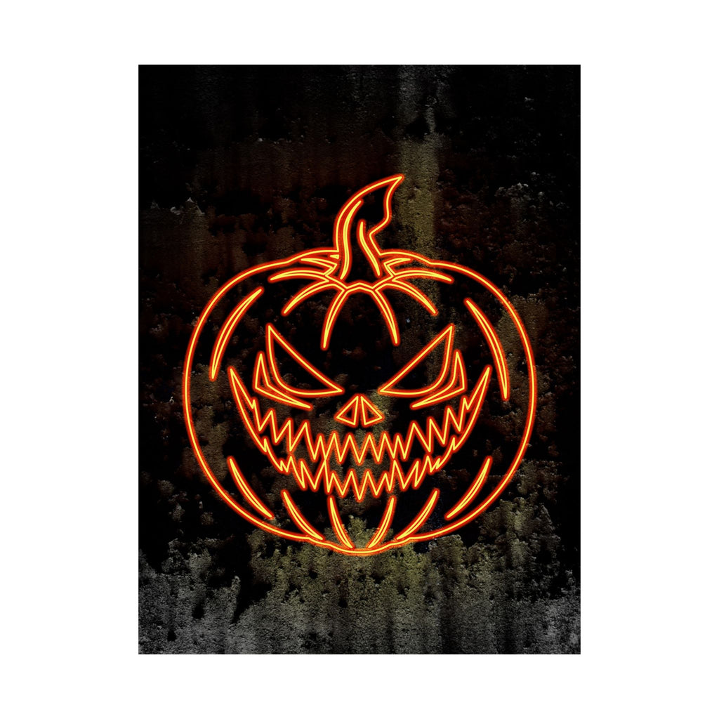 Neon Pumpkin Poster - Spooky Halloween Orange & Black Art Print