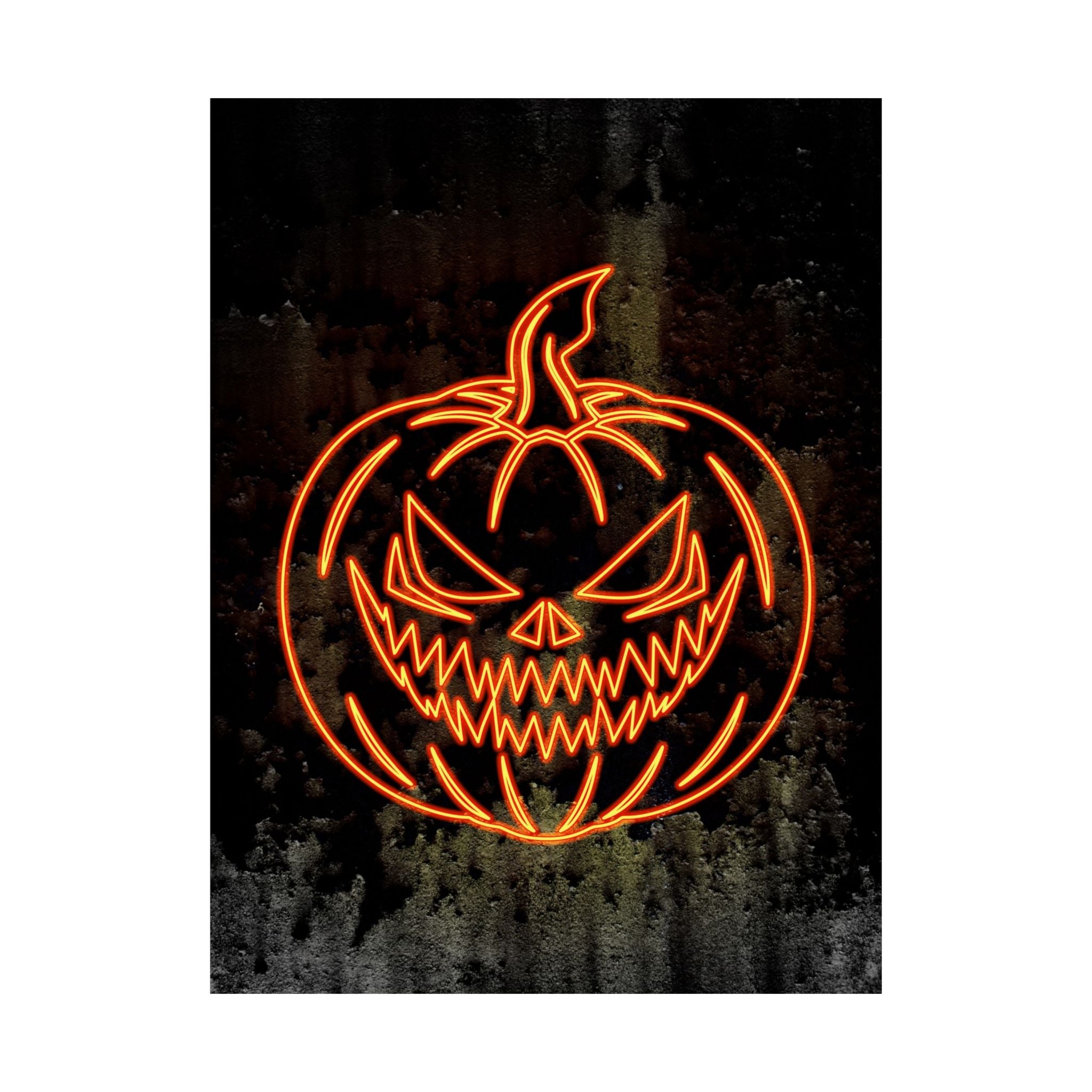 Neon Pumpkin Poster - Spooky Halloween Orange & Black Art Print