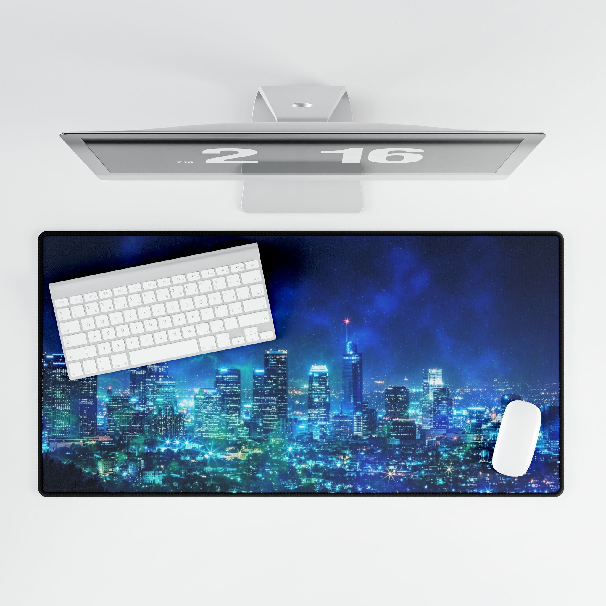 Cosmic Frosted City Galactic Skyline Gaming Desk Mat