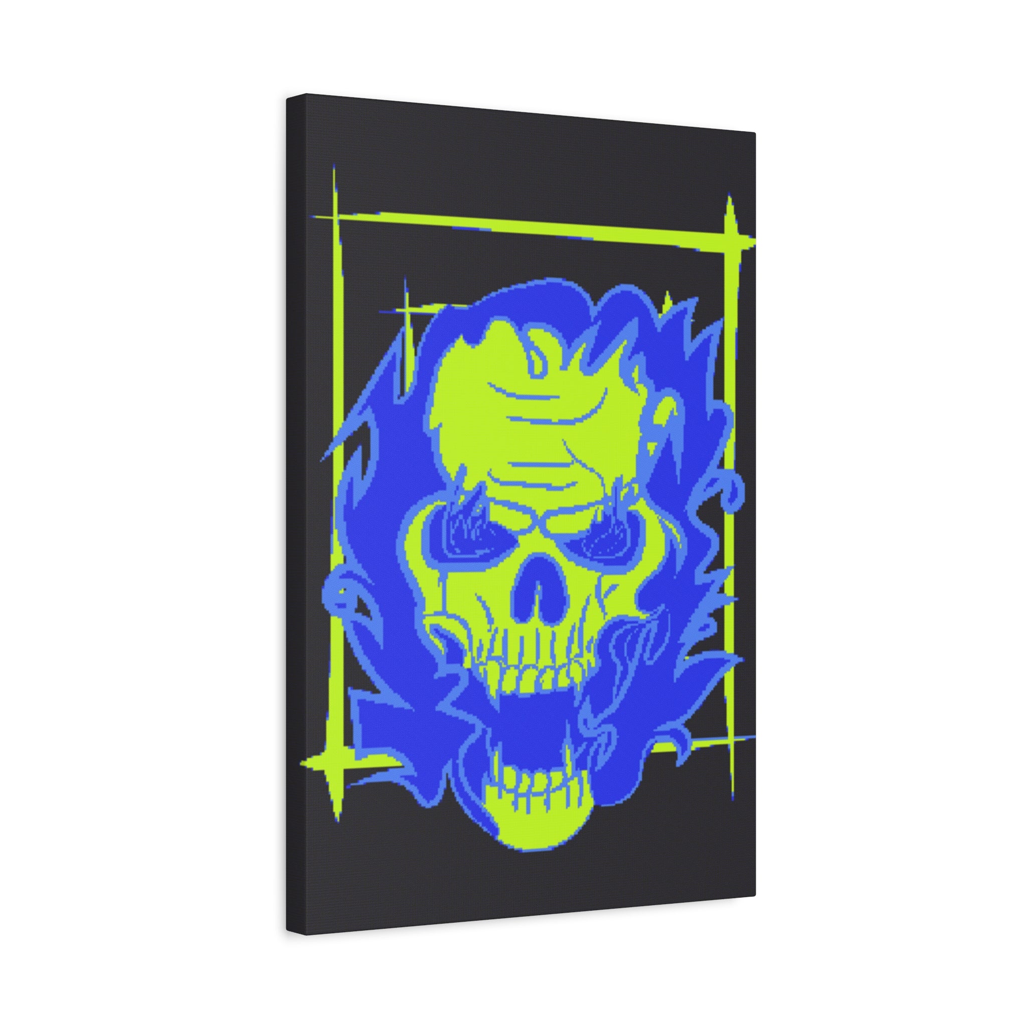Skull of Mental Fire Canvas Wall Art - Psychedelic Gothic Decor
