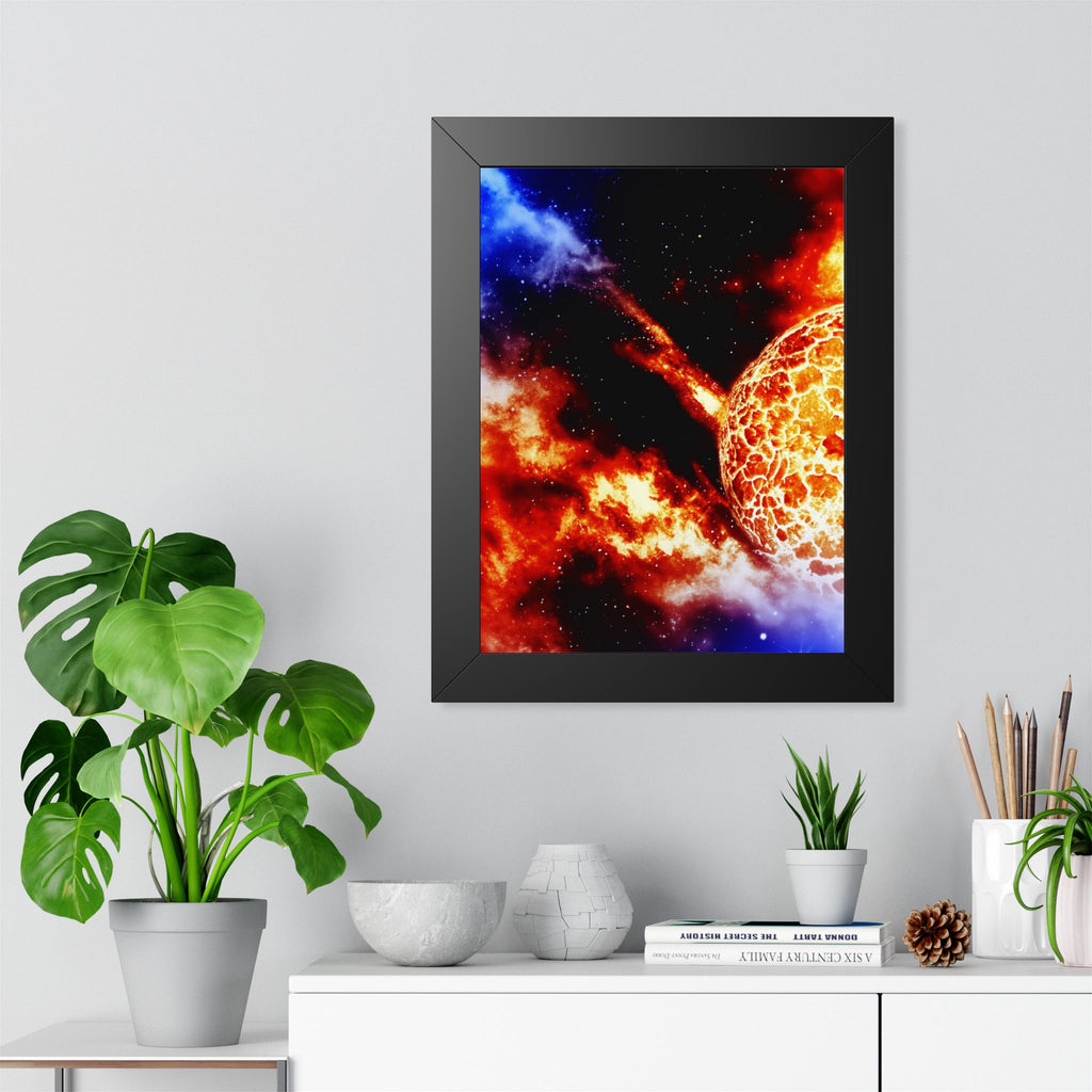 Solar Blast Framed Poster - Cosmic Nebula Space Wall Art