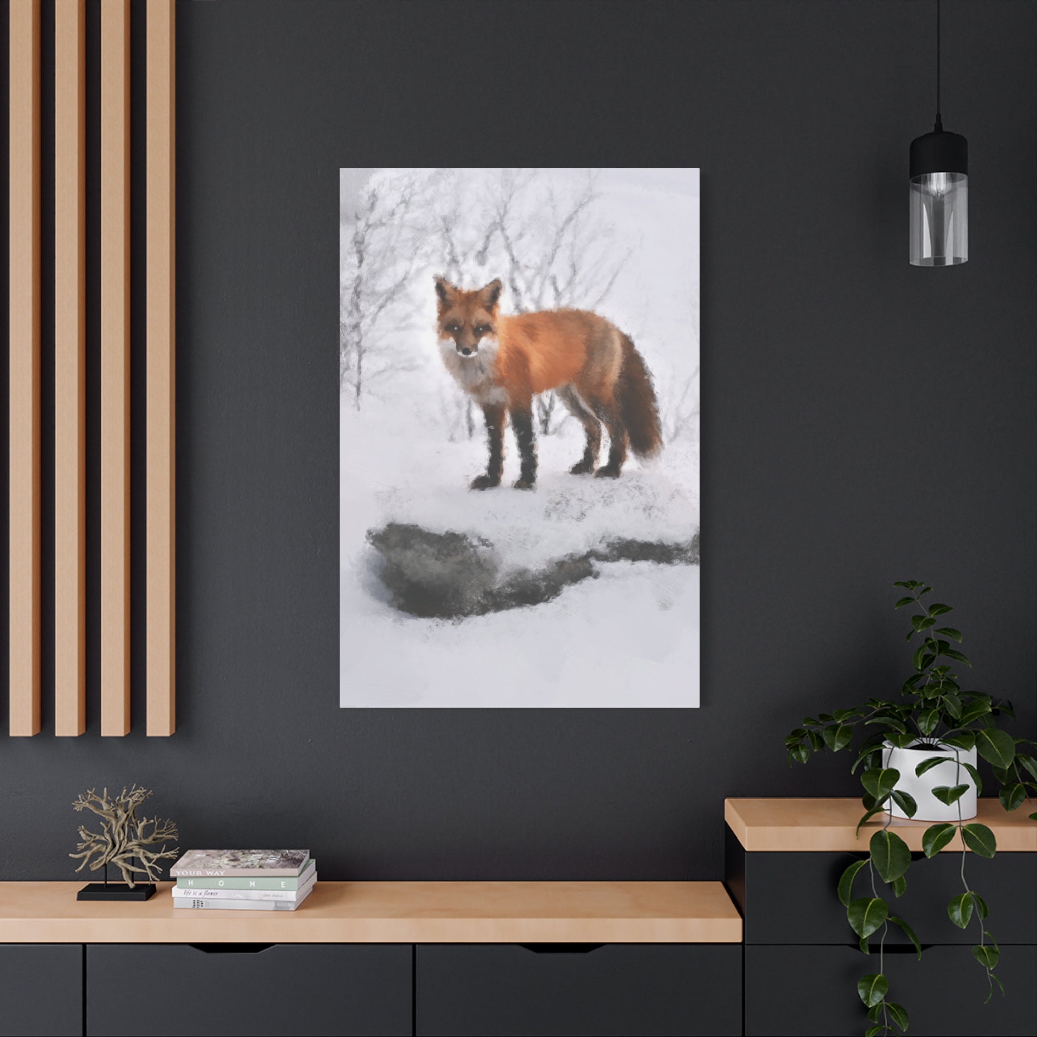 Spirit of the Fox Canvas Wall Art - Psychedelic Geometric Wildlife Decor