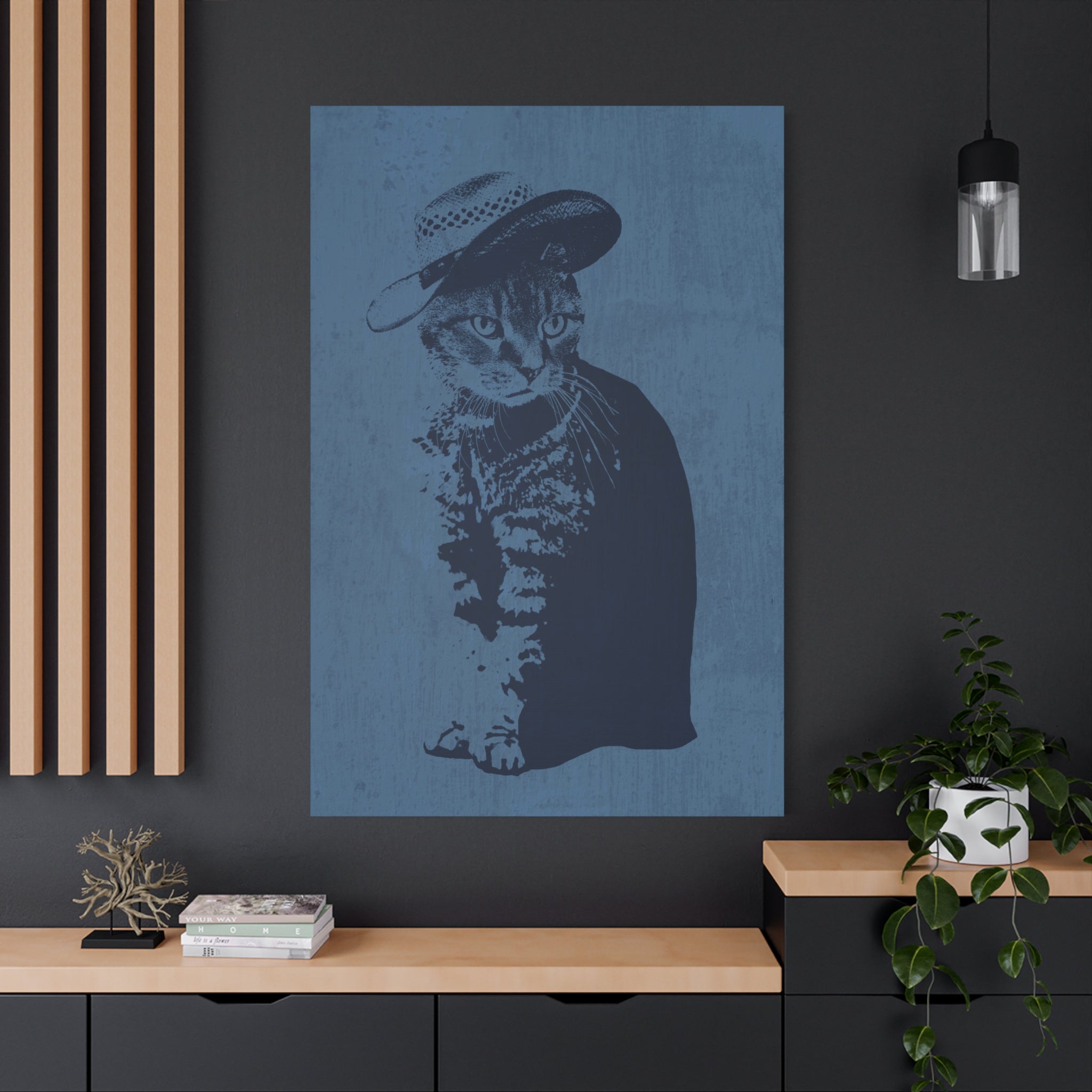 Grey Tabby Cat Canvas Wall Art - Cute Pet Portrait Decor