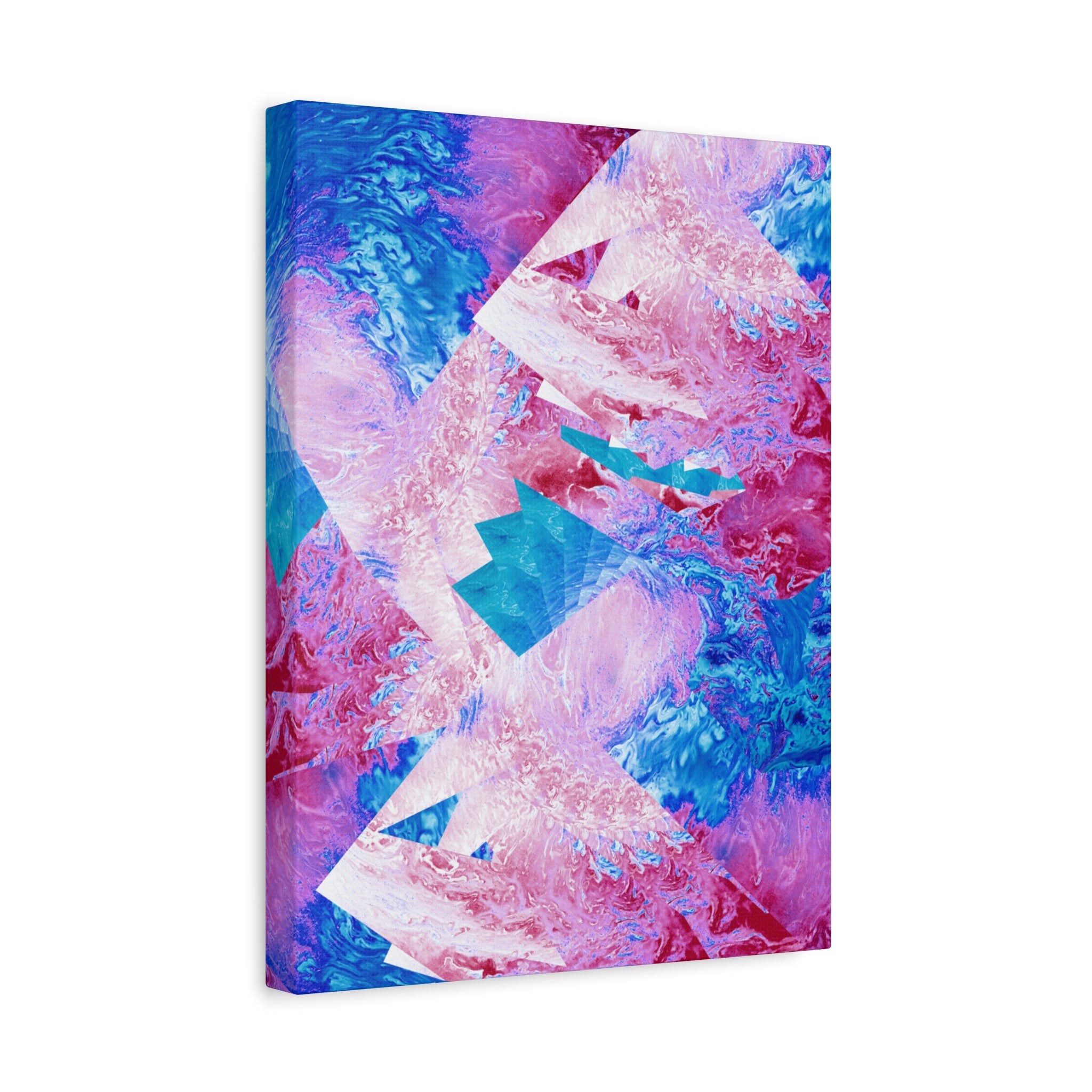 Trippy Pink and Blue Fractal Canvas Art | Surreal Abstract Sacred Geometry Wall Decor