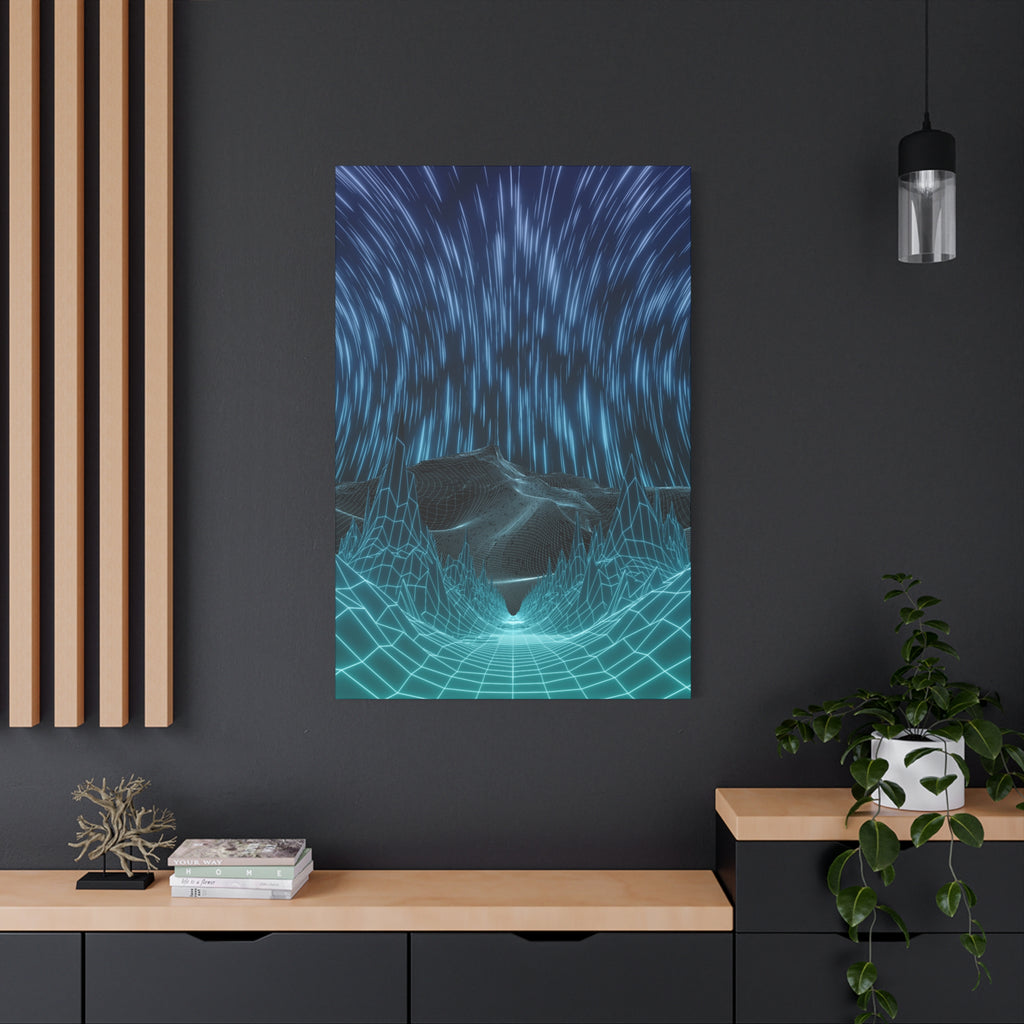 Cyber Wave Escape Canvas Art - Futuristic Neon Synthwave Decor