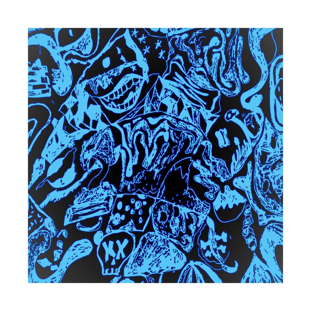 Doodles of a Lost Mind Poster - Cyan Sketchbook Doodle Art Print