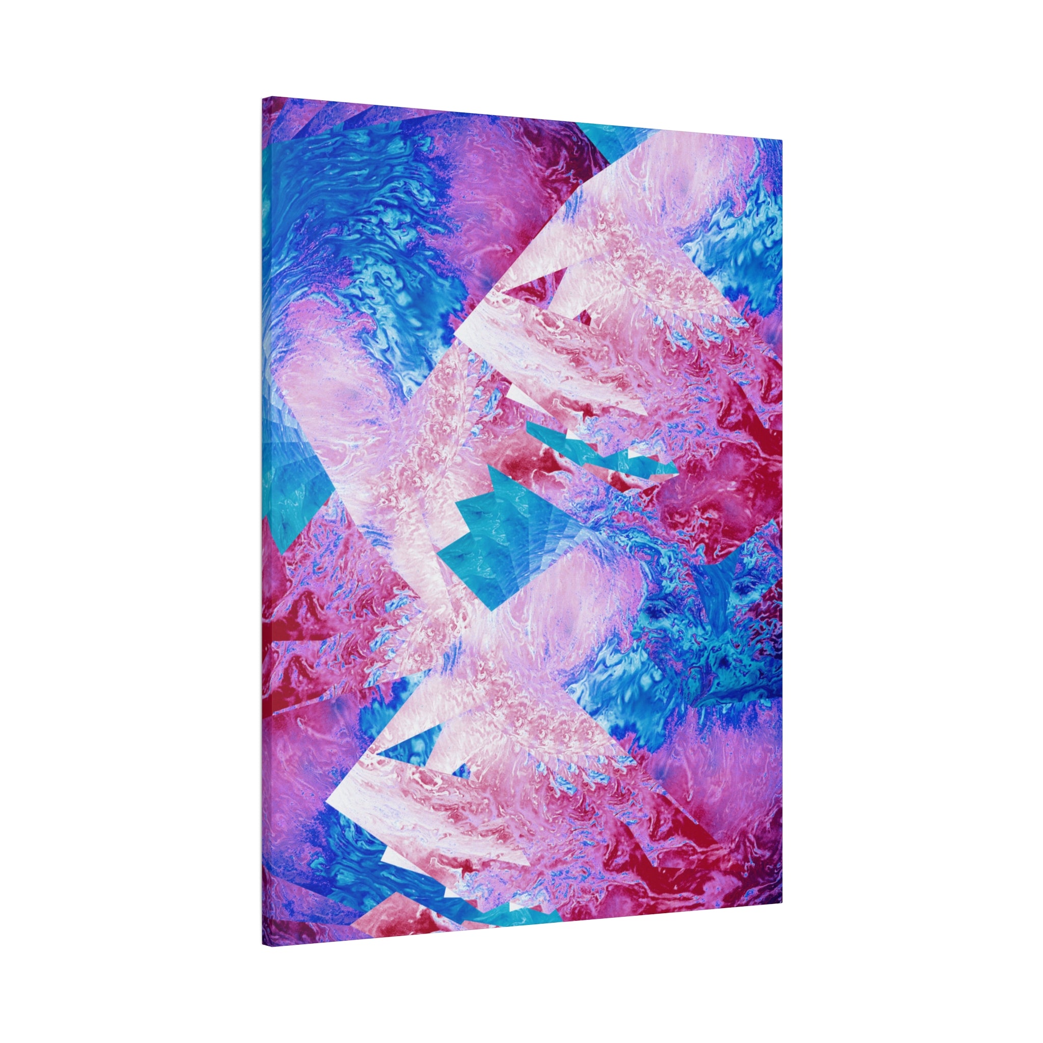 Trippy Pink and Blue Fractal Canvas Art | Surreal Abstract Sacred Geometry Wall Decor