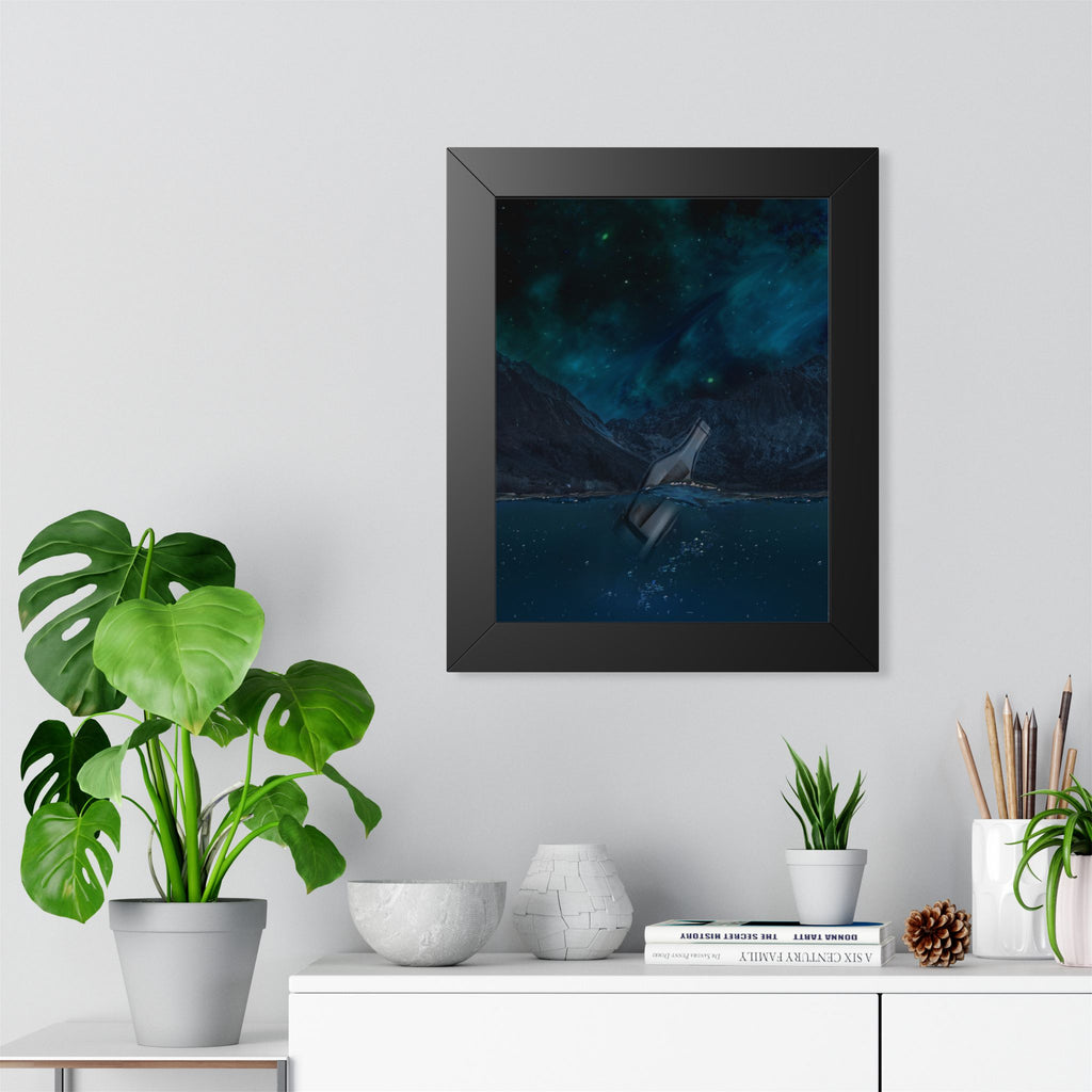 Message in a Bottle Framed Poster - Mystical Ocean Wall Art