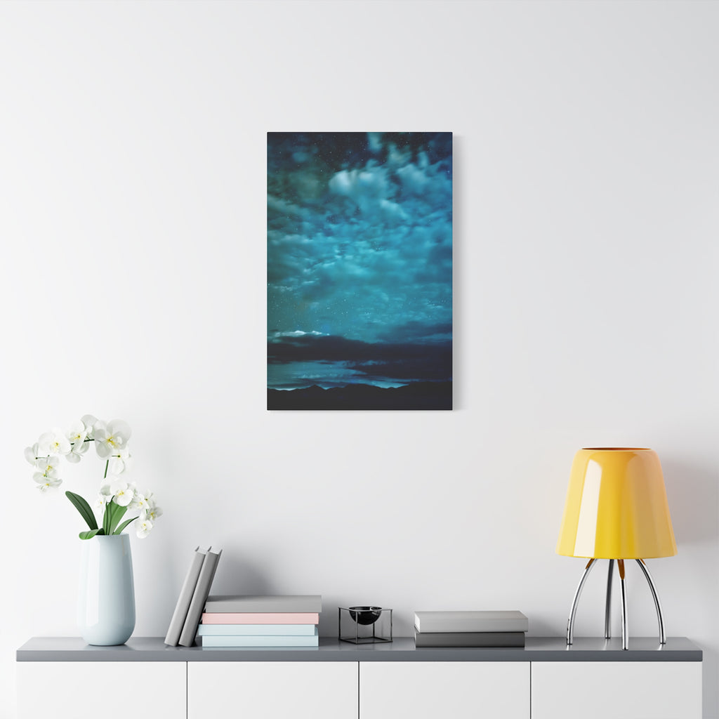 Serene Blue Sunrise Canvas Wall Art - Peaceful Misty Lake Decor