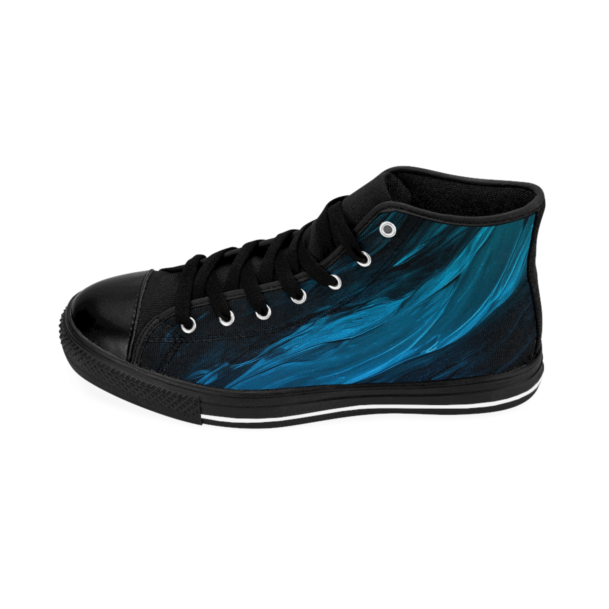 Fluid Blue Abstract Wave High-Top Sneakers - Teal Ocean Art