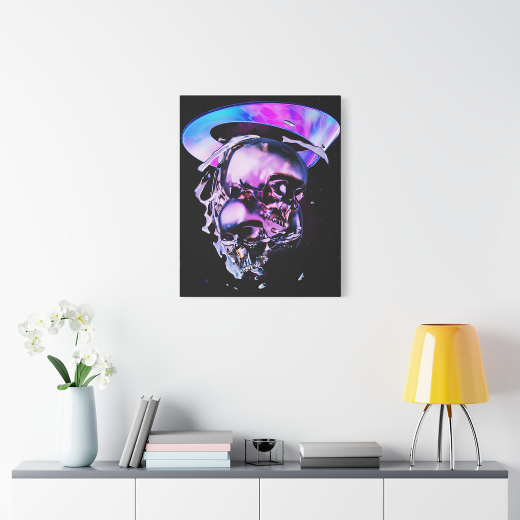 Melted Skeleton Skulls Canvas Wall Art - Gothic Cosmic Skull Decor