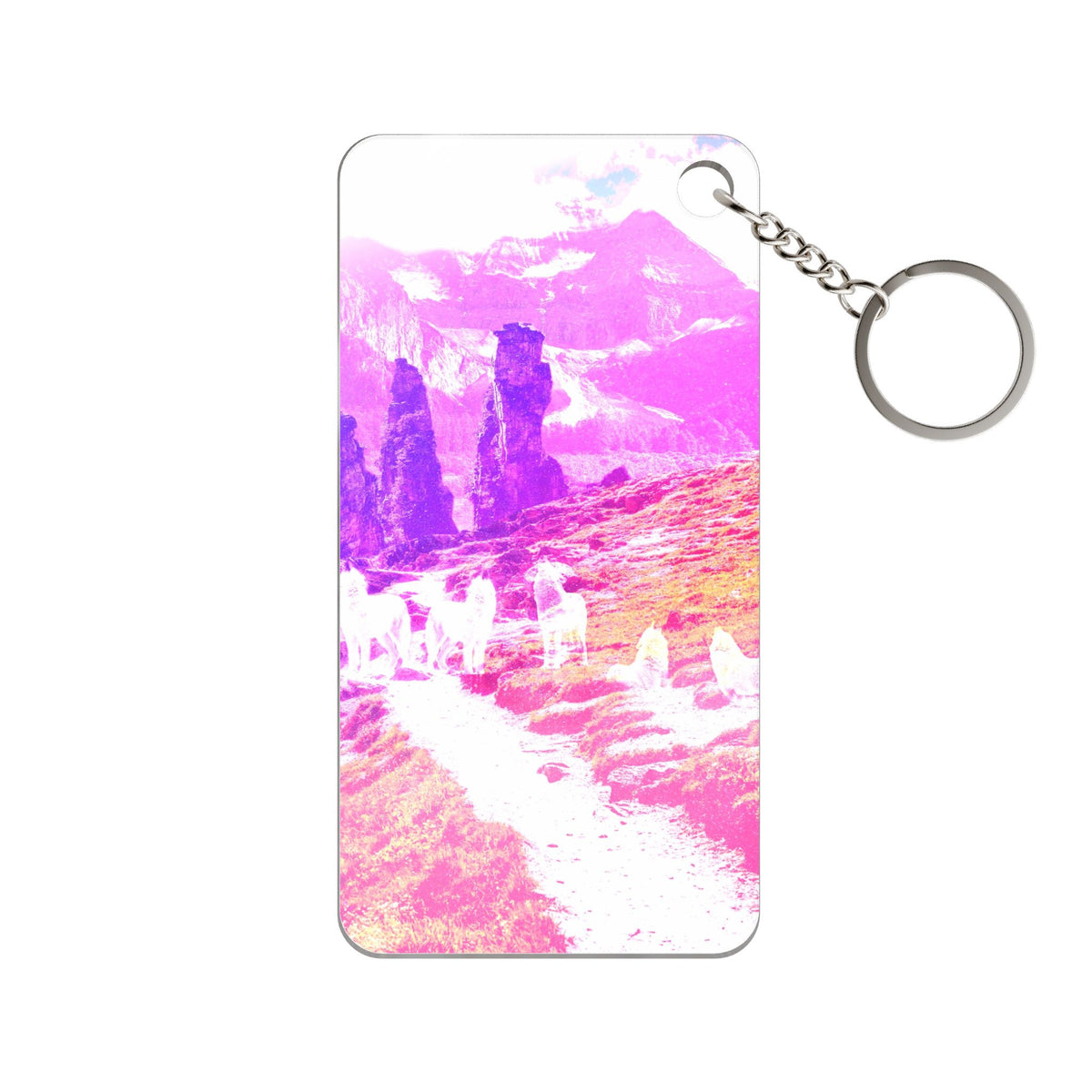 Spirit Wolf Mountain Path Keychain - Group Wolves Mountain Acrylic Charm