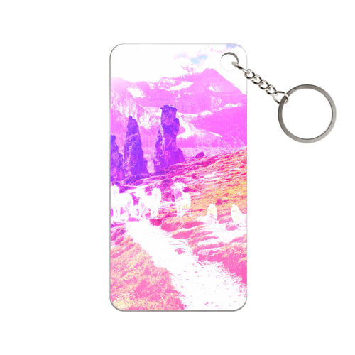 Spirit Wolf Mountain Path Keychain - Group Wolves Mountain Acrylic Charm