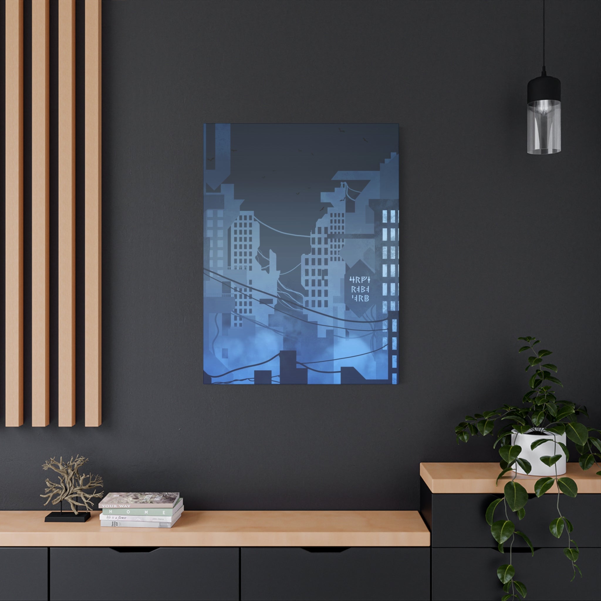City Lights Canvas Wall Art - Neon Cyberpunk Cityscape Decor