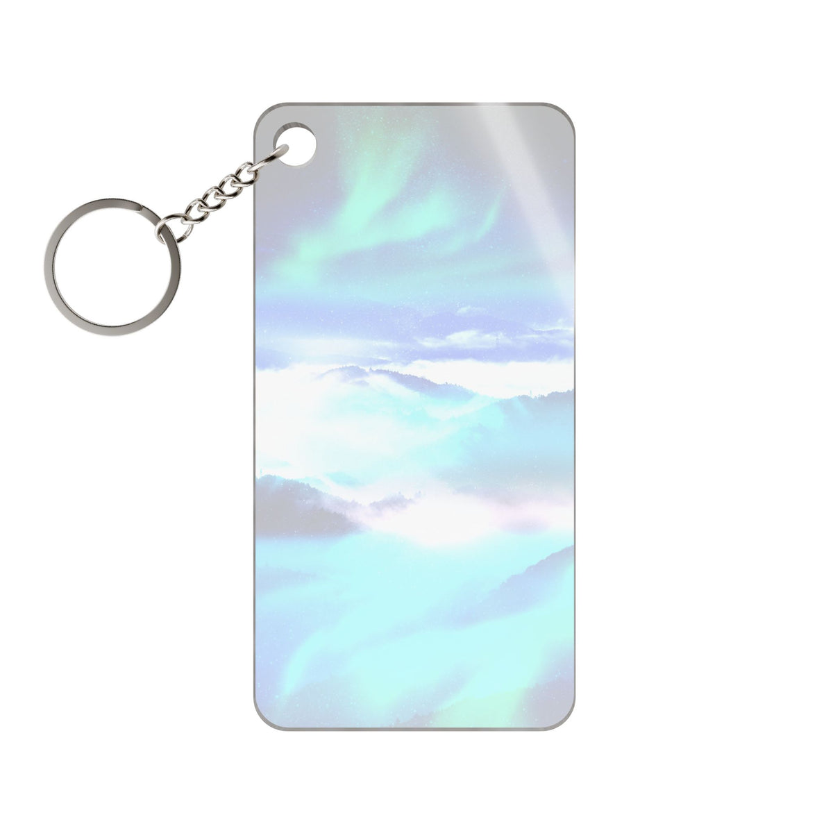 Starry Mountain Sky Keychain - Aurora Borealis Acrylic Charm