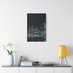 Cyberpunk Harbor Canvas Wall Art - Futuristic Sci-Fi City Decor