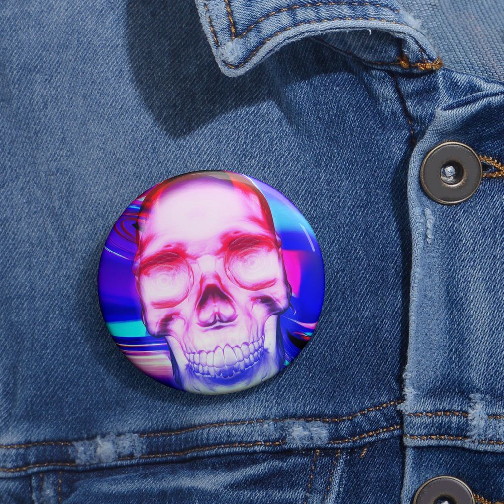 Free Your Mind Pin - Psychedelic Skull Art Button