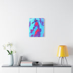 Retro Ice Cave Canvas Wall Art - Cool-Toned Glitch Winter Decor