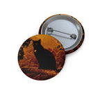 Spooky Cat in Tree Halloween Art Button