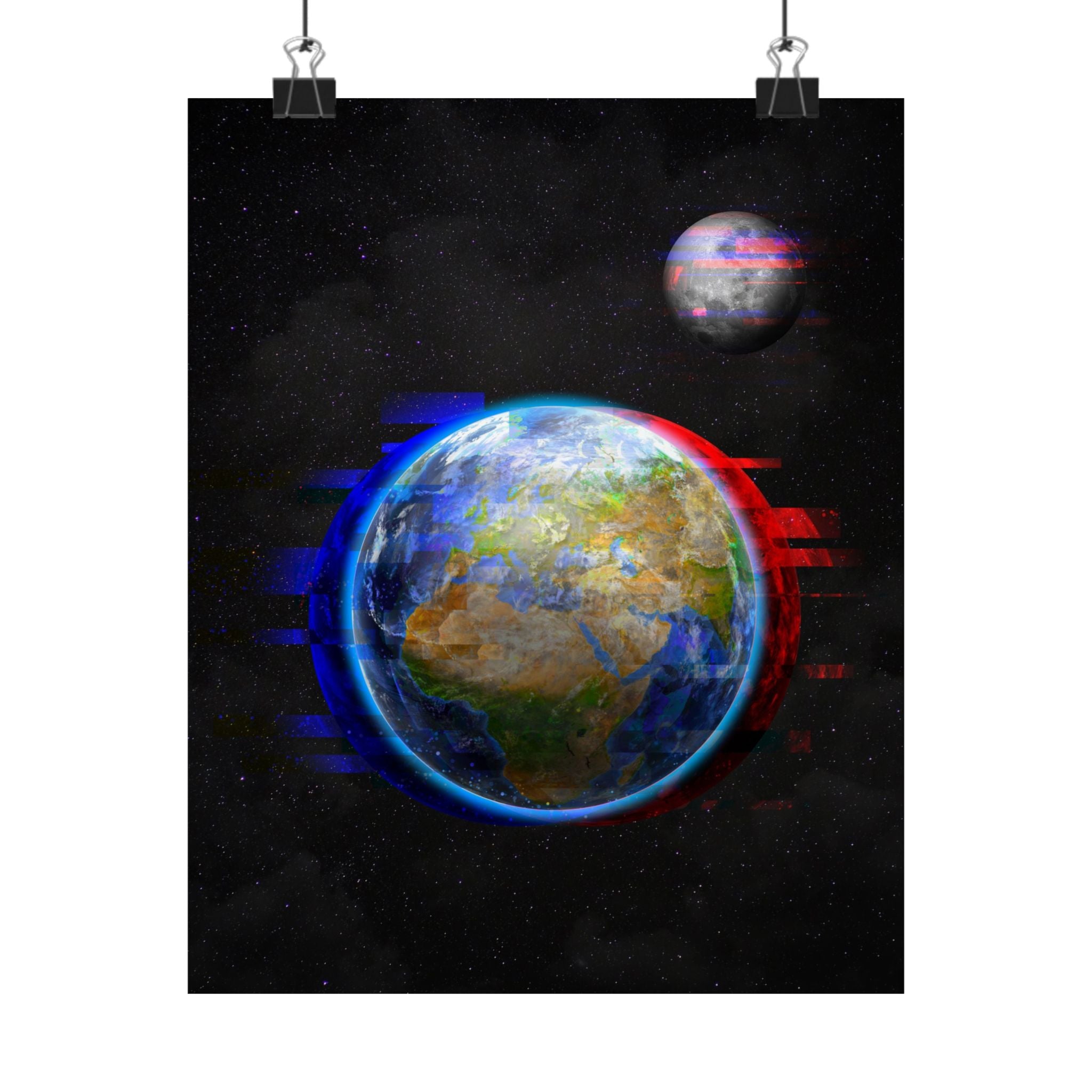 Earth Glitched Poster - Digital Glitch Space Art Print
