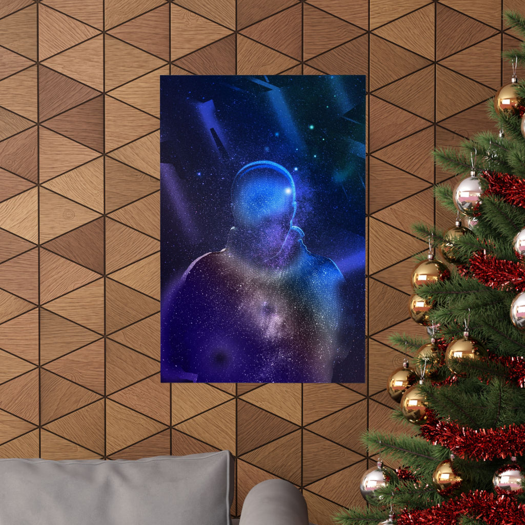 Figure in Space Poster - Cosmic Silhouette Art Print