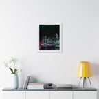 Cyberpunk Harbor Buildings Poster - Neon Cityscape Art Print