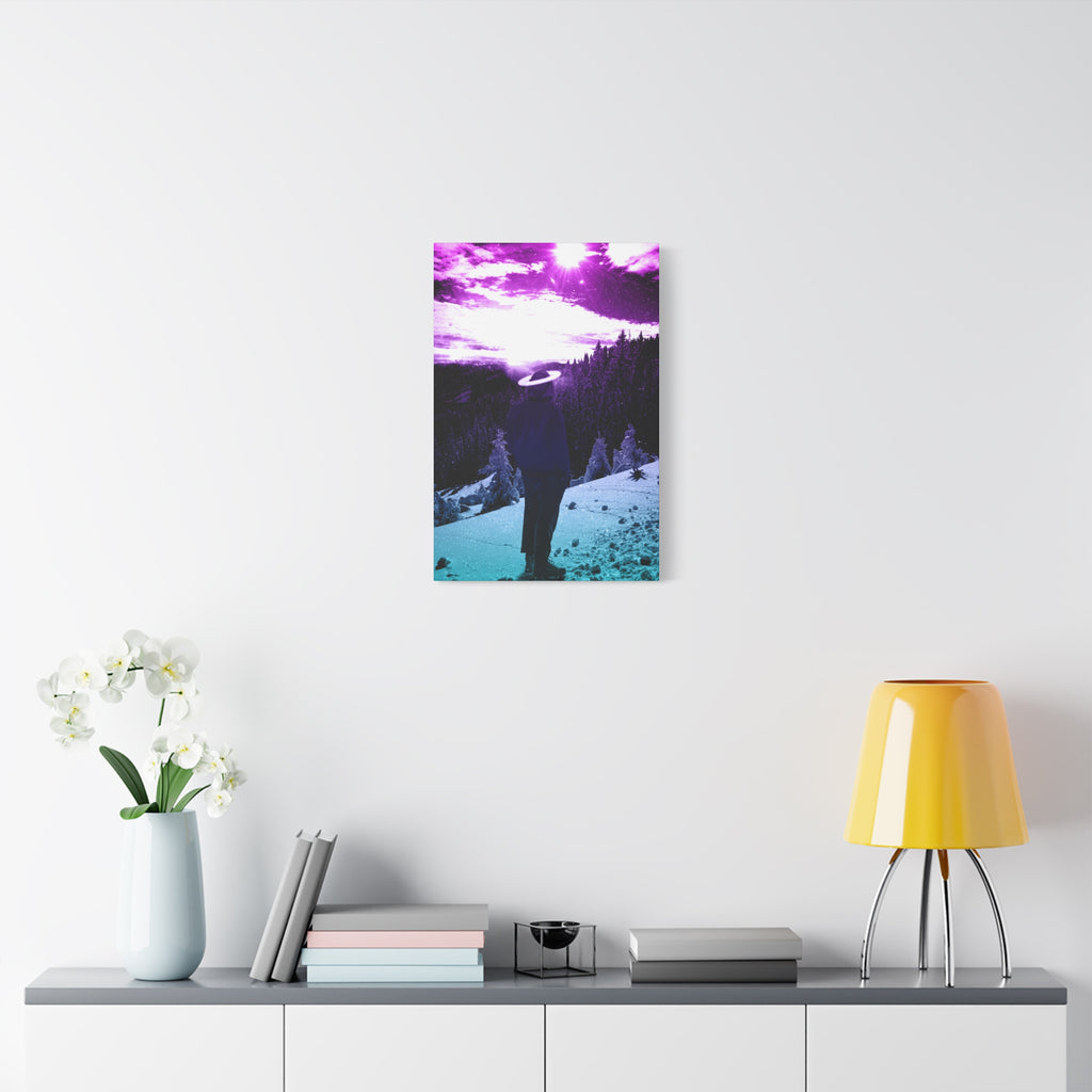 Winter Aurora Light Snowy Forest Canvas Art | Northern Lights Arctic Landscape Wall Decor