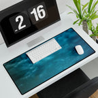 Serene Blue Sunrise Desk Mat - Calm Ocean Horizon Mouse Pad