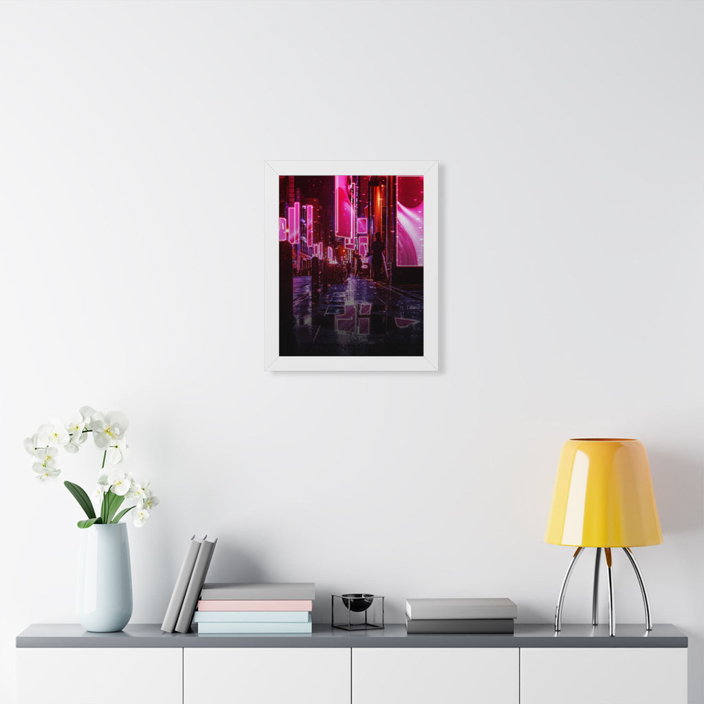 Japanese City Punk FX Framed Poster - Neon Alley Cyberpunk Art