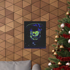 The Void of Space Matte Vertical Poste - Neon Skull Astronaut Art Print