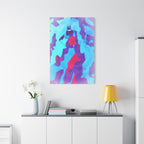 Retro Ice Cave Canvas Wall Art - Cool-Toned Glitch Winter Decor