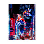 Japanese City Punk FX.2 Koi Attack Poster - Neon Cyberpunk Art Print