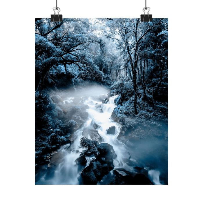 Frozen Forest Poster - Blue Winter Nature Art Print