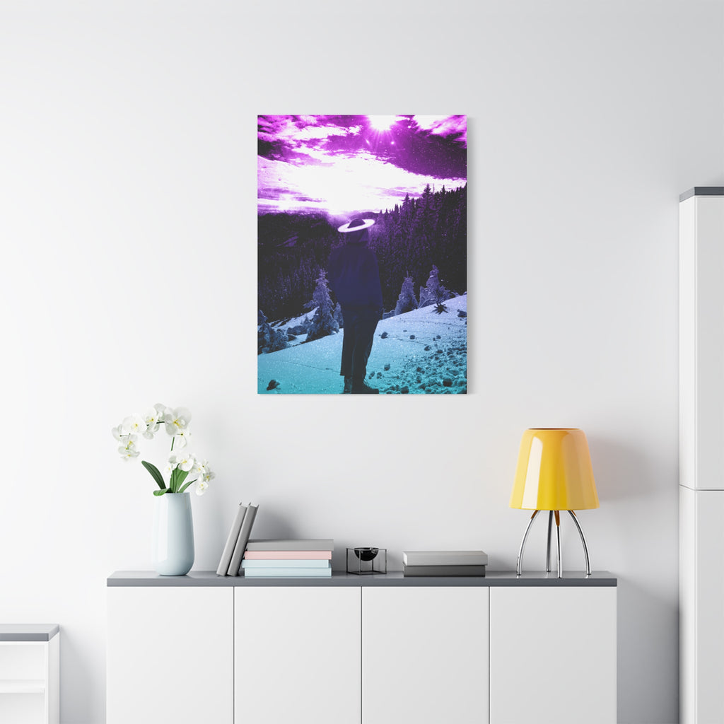 Winter Aurora Light Snowy Forest Canvas Art | Northern Lights Arctic Landscape Wall Decor