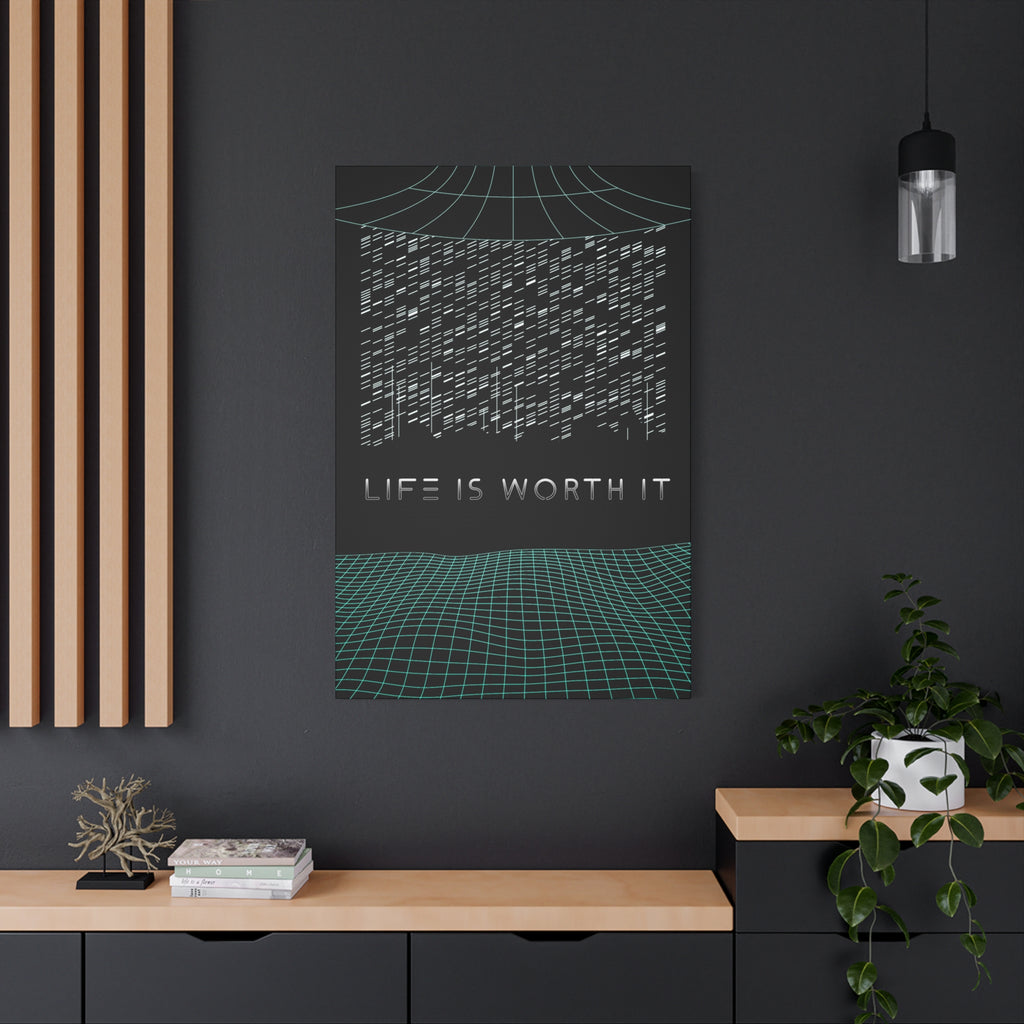 Life Is Worth It Canvas Wall Art - Abstract Symbolic Cyber Decor