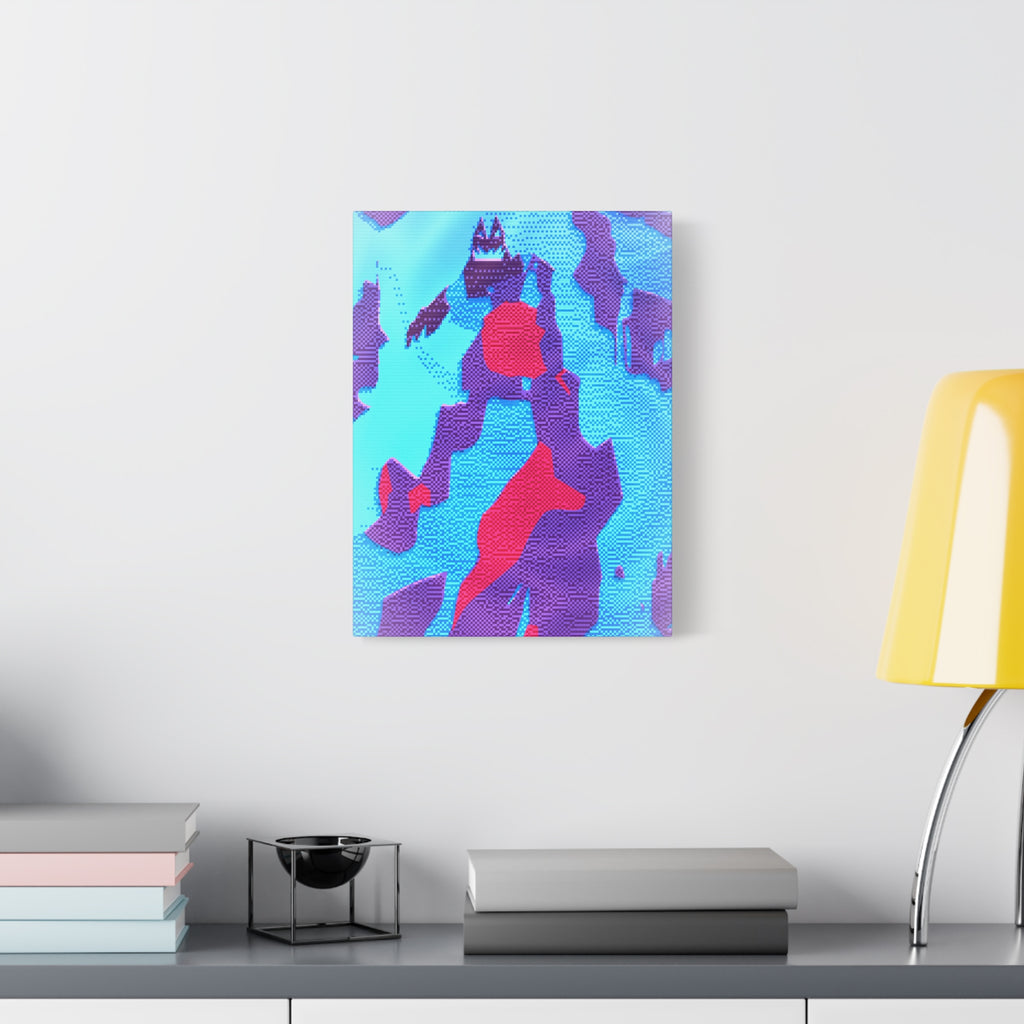 Retro Ice Cave Canvas Wall Art - Cool-Toned Glitch Winter Decor